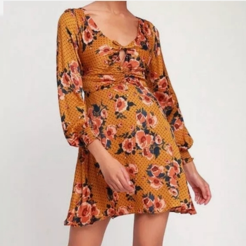 Free People Morning Light Floral Dress Nuetral